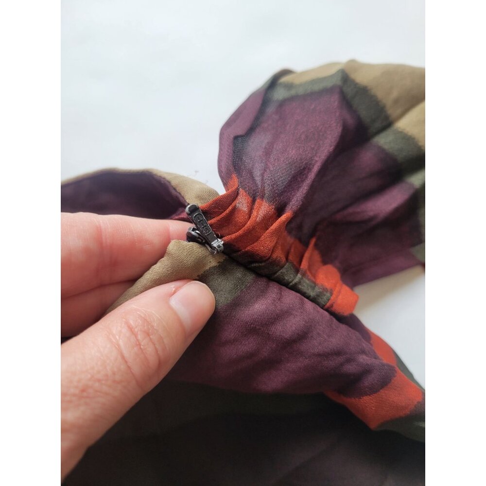 Silk Collections Burgundy Orange Long Maxi Skirt Size 14 !00% Silk Old Money - Picture 6 of 9
